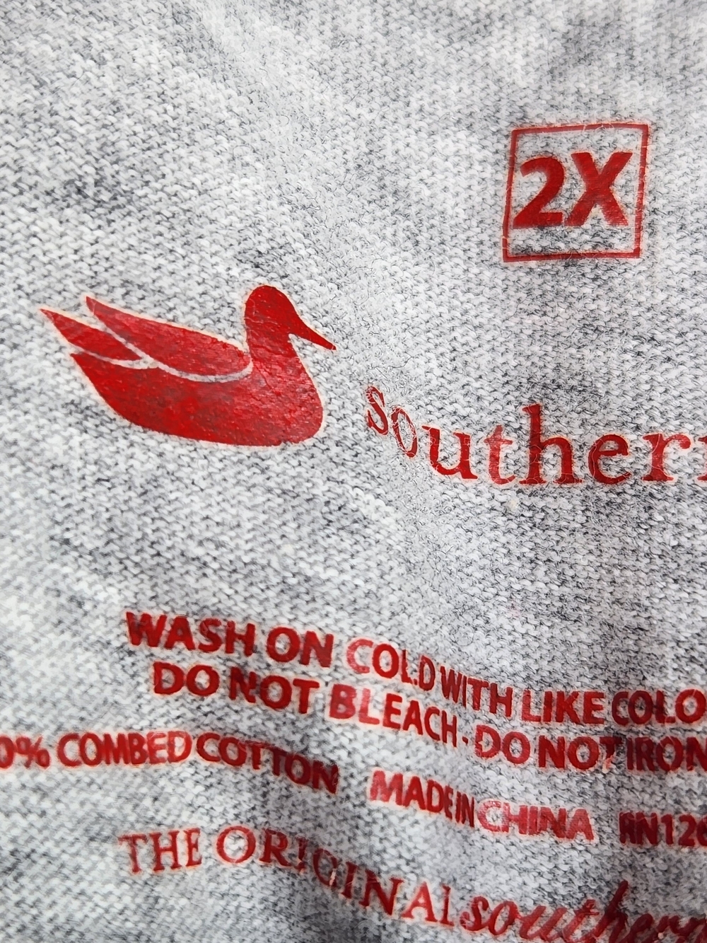 Southern Marsh Collection Graphic Tee - Grey with Red & Blue Duck Logo 2X - Picture 6 of 10